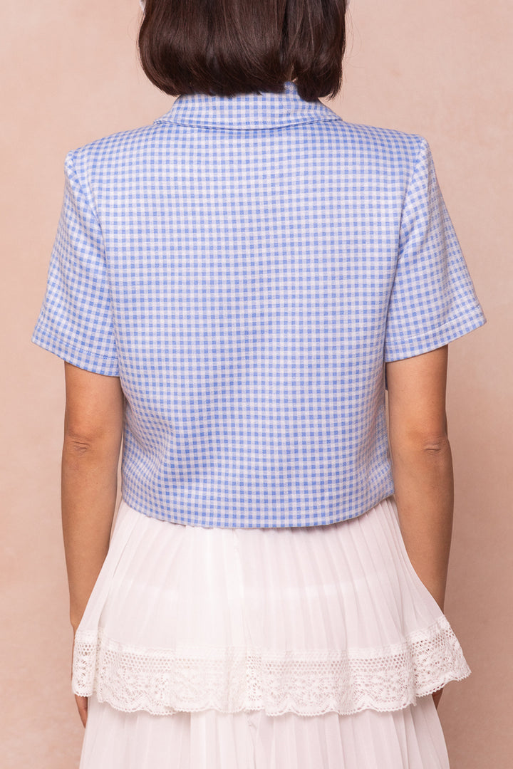 Drew Blouse in Blue Gingham