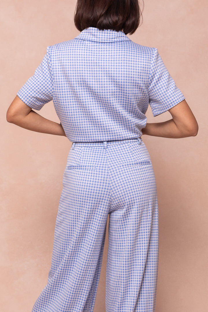 Drew Blouse in Blue Gingham