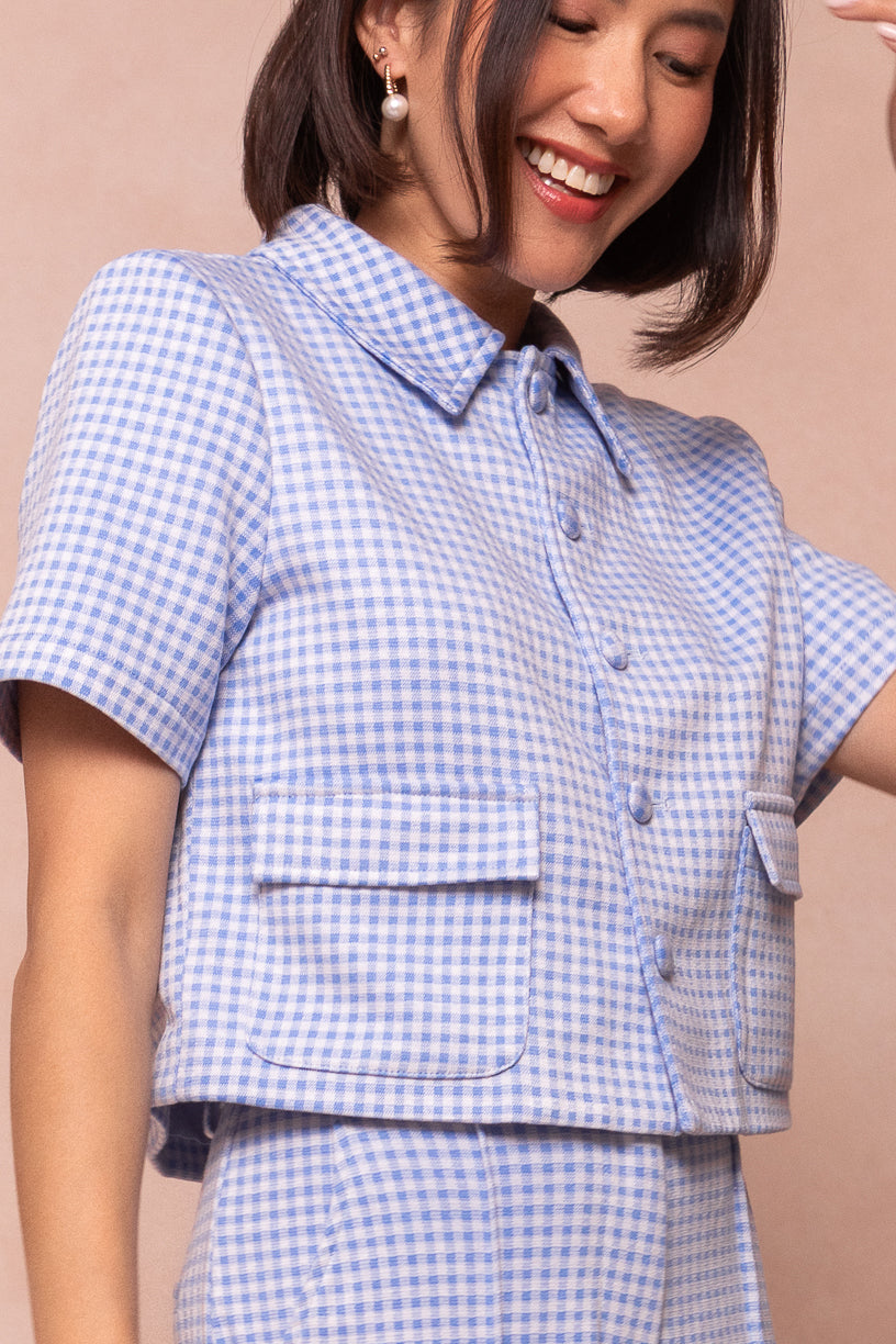 Drew Blouse in Blue Gingham