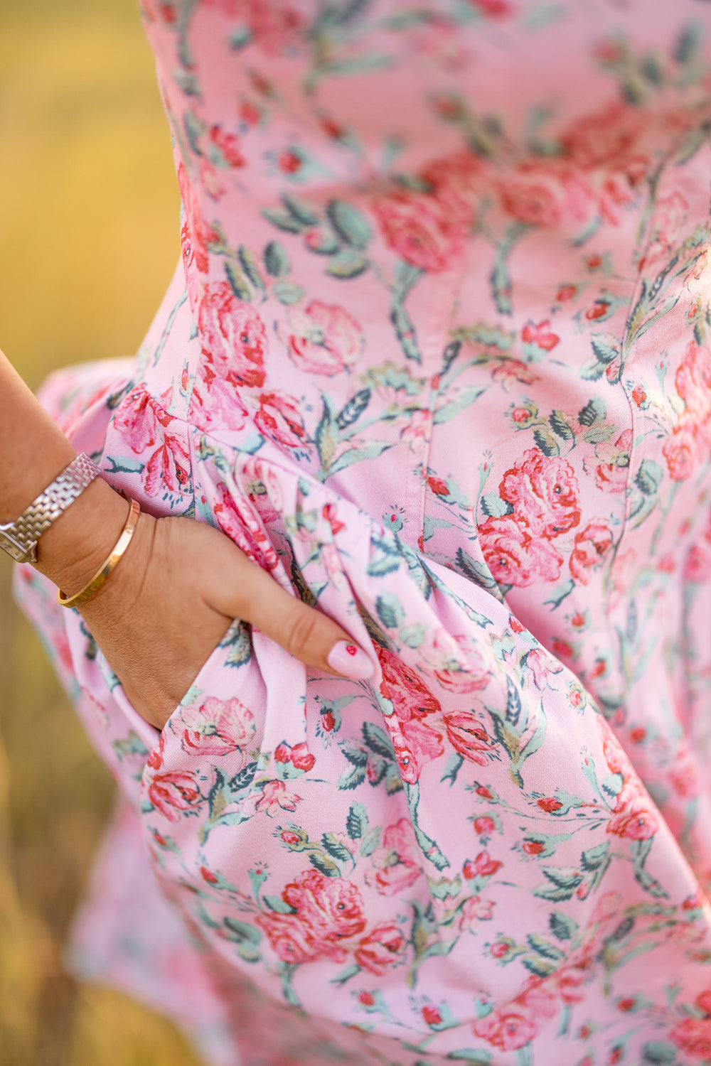 Edith Dress in Pink Sketched Flower – Ivy City Co