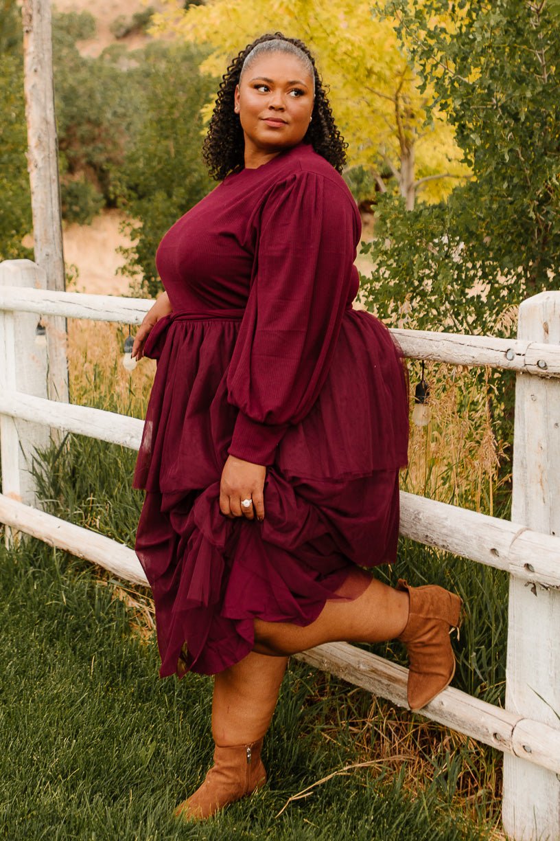 Cosette Midi Dress in Wine