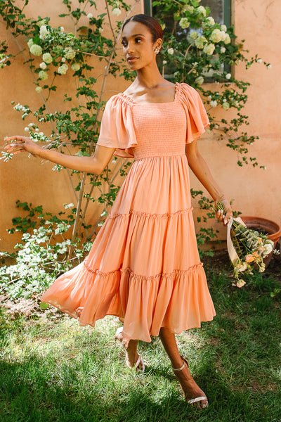 Ellie Dress in Apricot Crush Chiffon 5X Ellie Dress in Apricot Crush Chiffon 5X