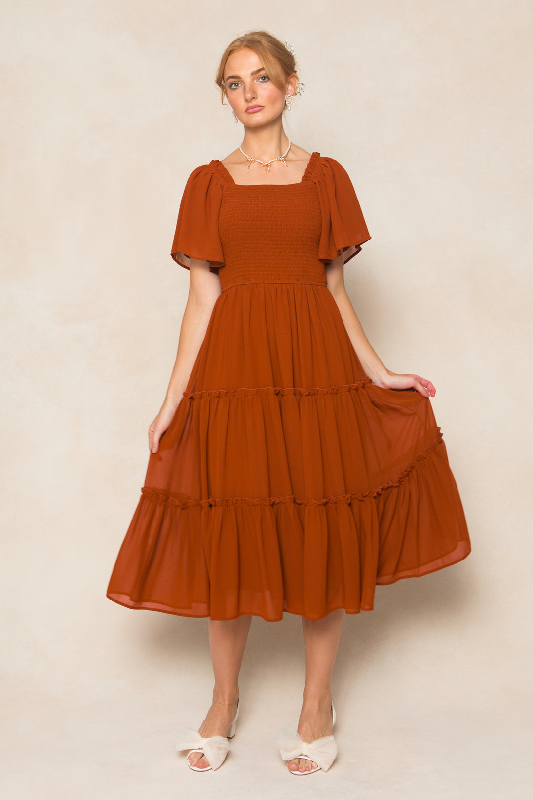 Ellie Dress in Amber Chiffon