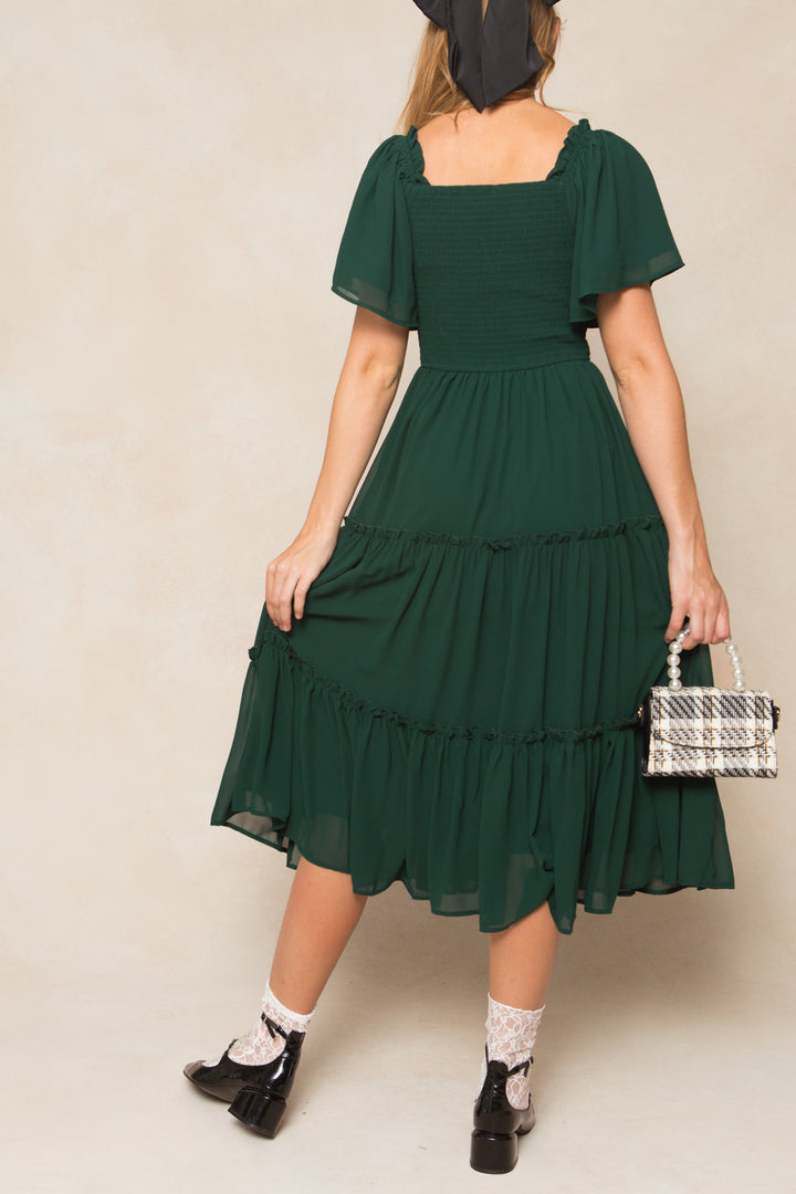 Ellie Dress in Emerald Chiffon