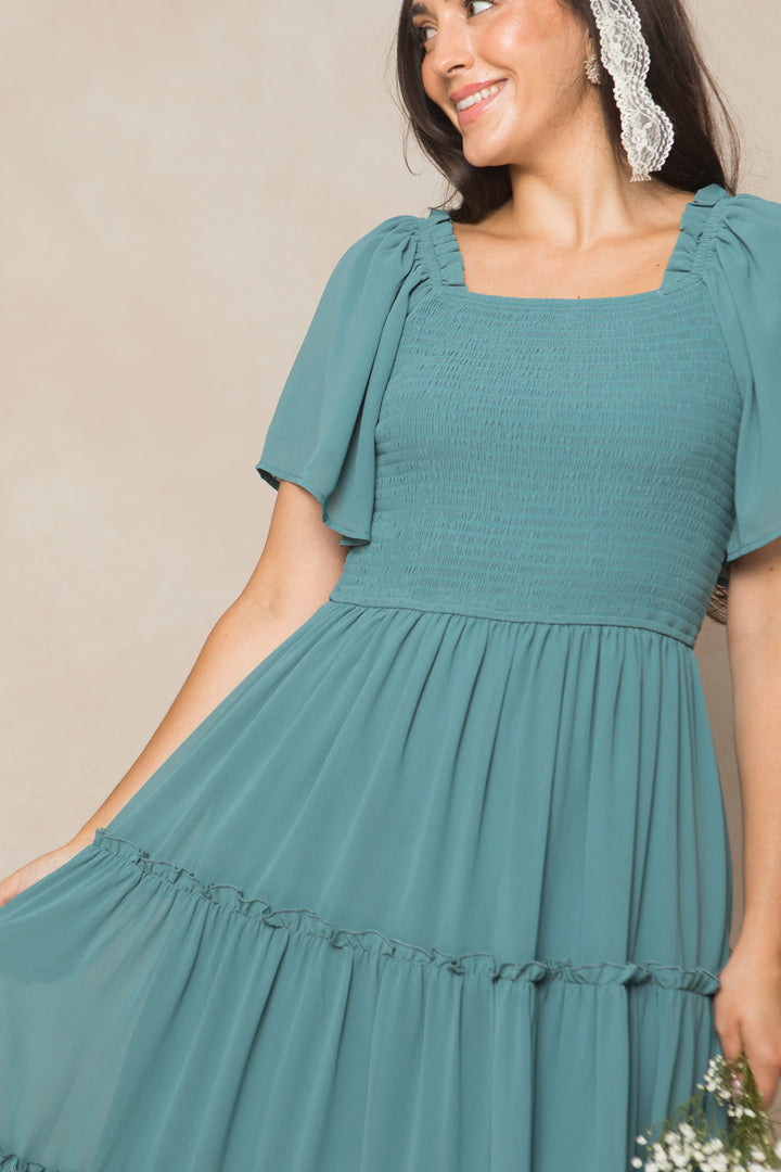 Ellie Dress in Seaglass Chiffon