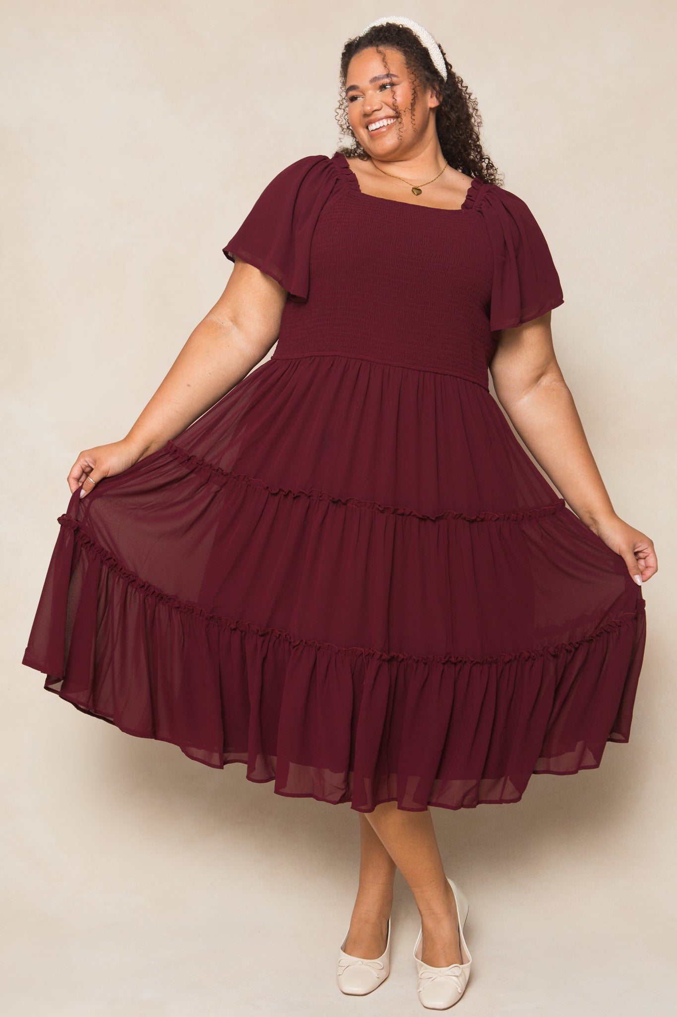 Foxiedox Ellie Fit & Flare store Dress Wine M