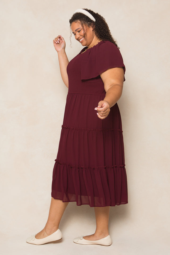 Ellie Dress in Wine Chiffon