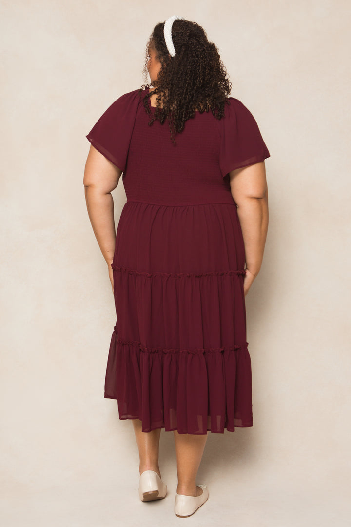 Ellie Dress in Wine Chiffon