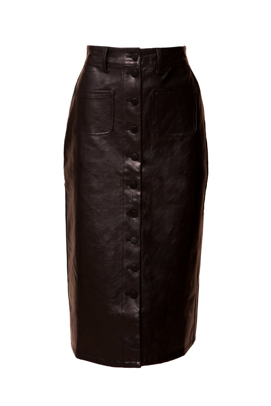 Emma Vegan Leather Skirt in Black