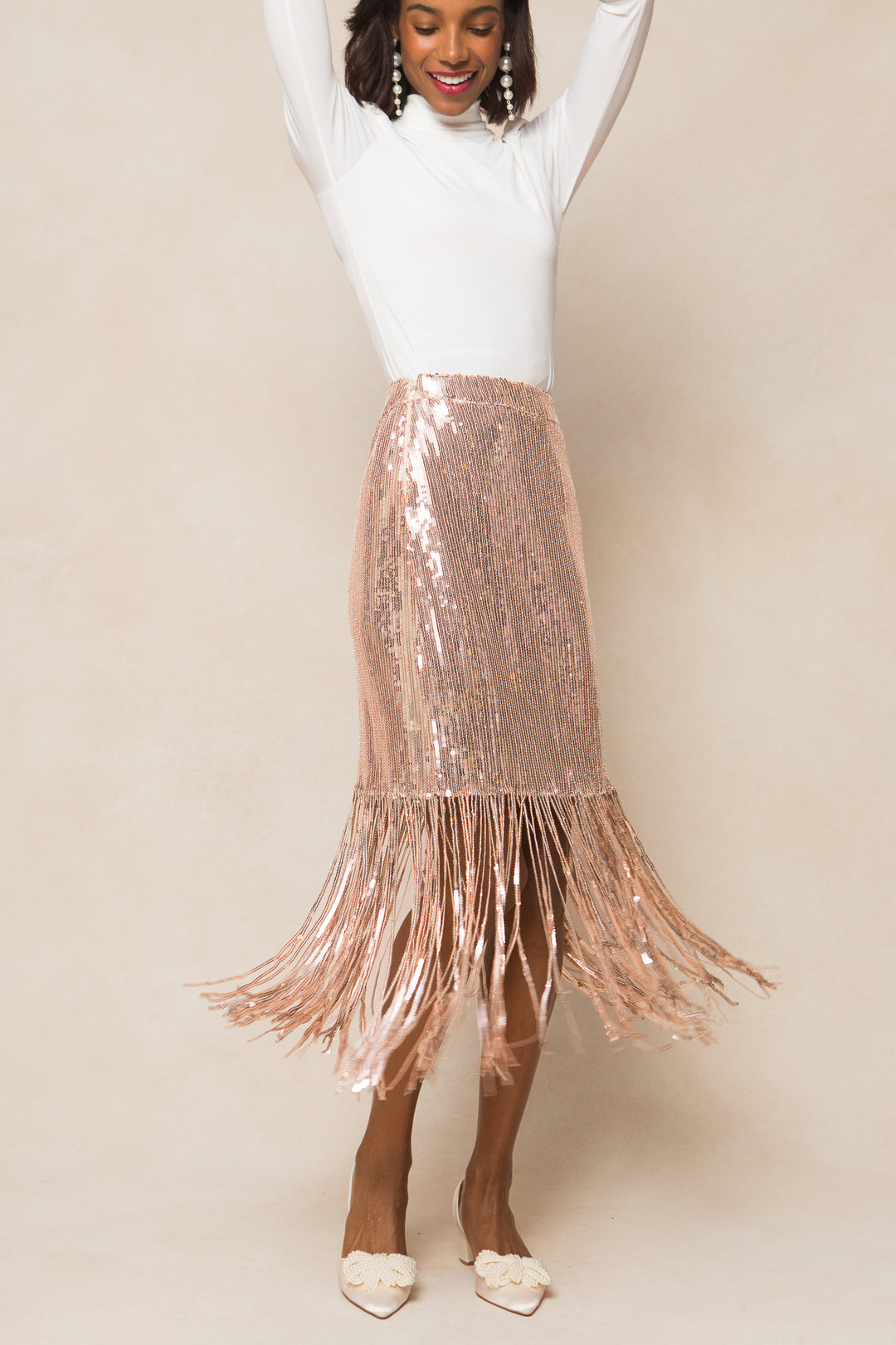 Ethereal Skirt in Gold Sequin