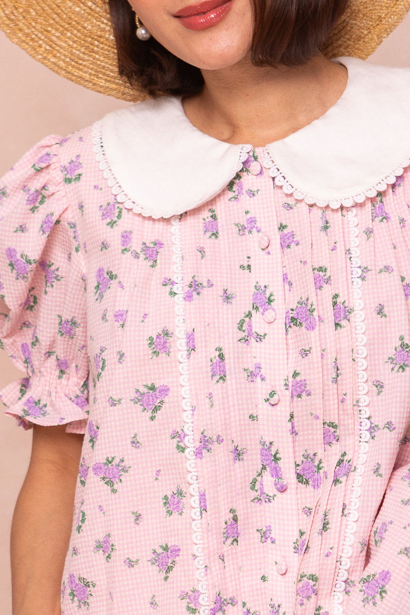 Etta Jo Blouse in Purple Floral