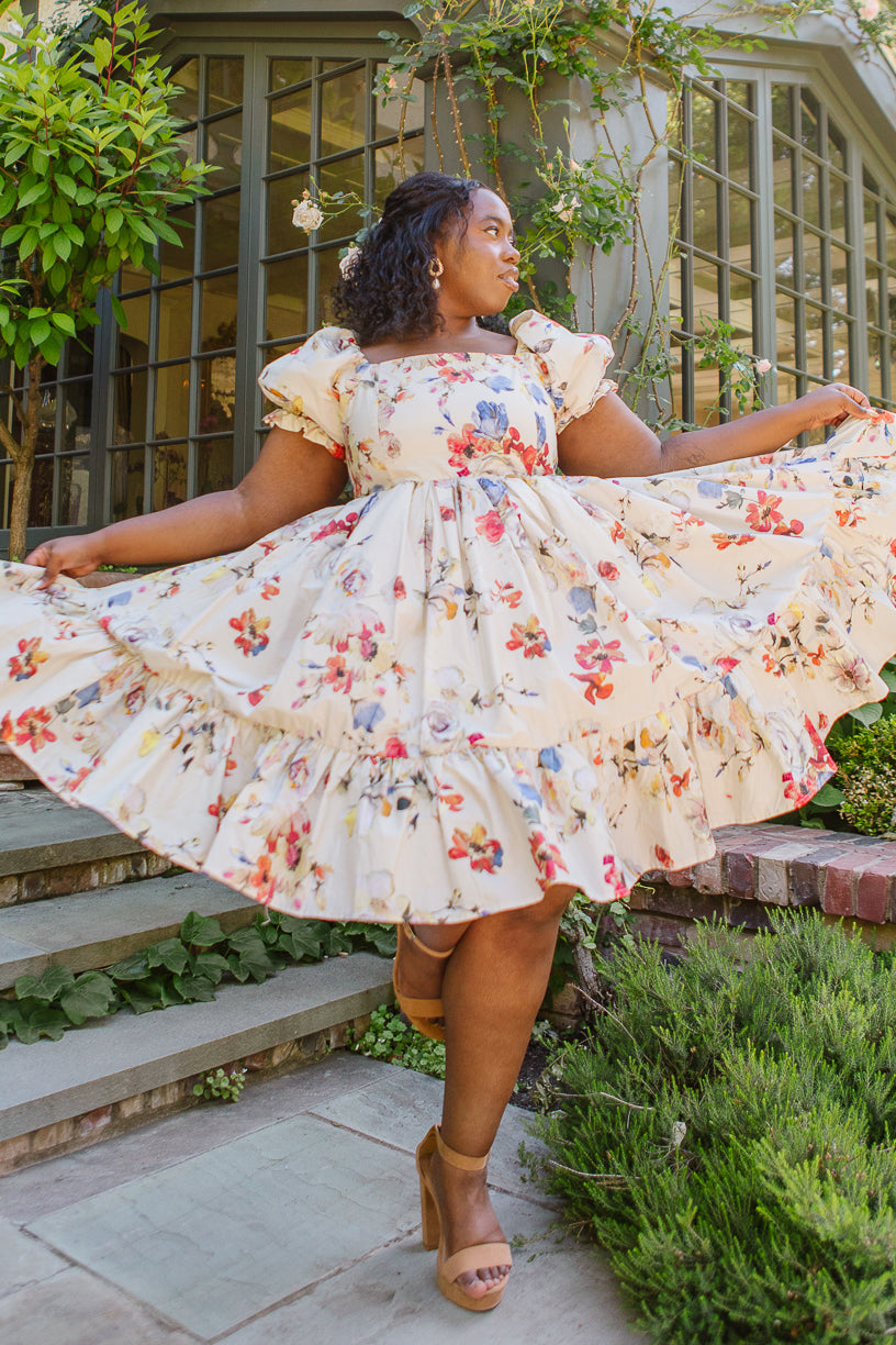 Coco Dress in Cream Floral