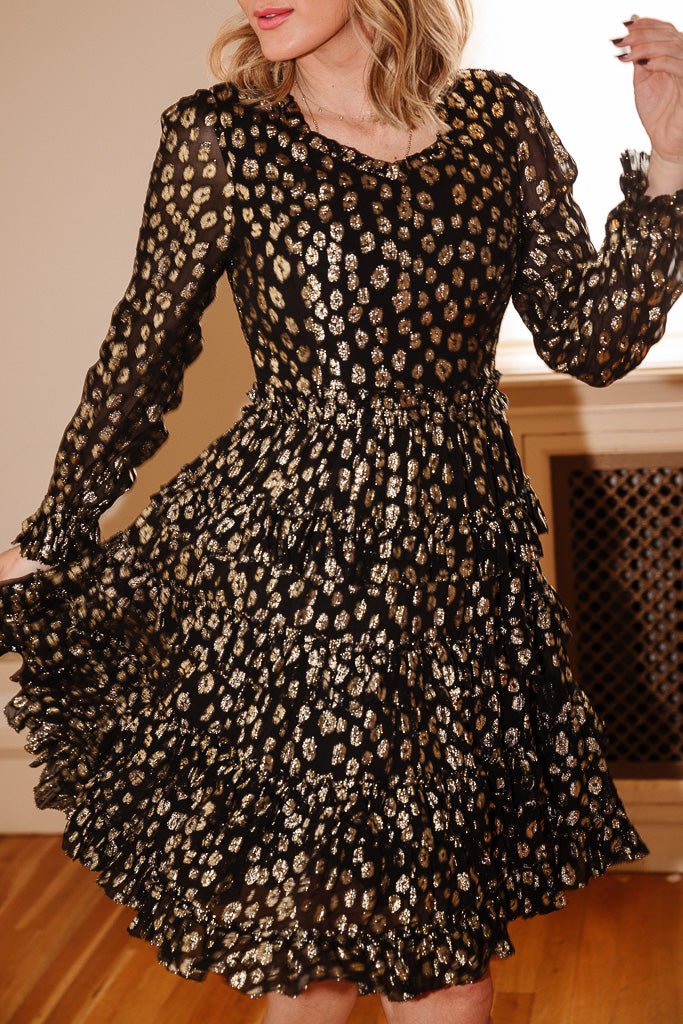 Sammy Dress in Black & Gold