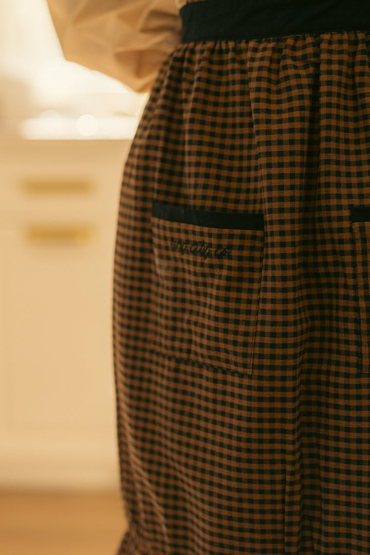 Ivy Apron in Maple Brown Gingham Cotton