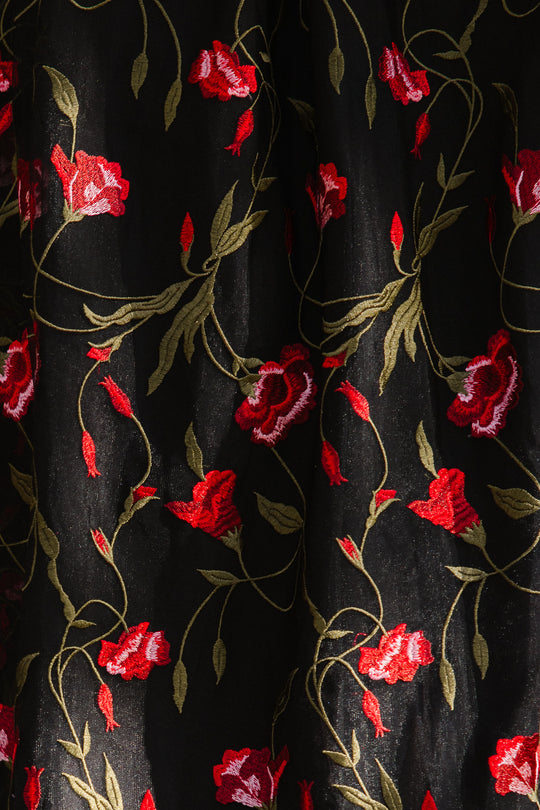 black floral fabric