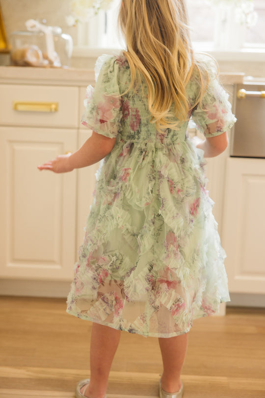 Mini Florentina Dress in Pistachio Aquarelle Fleur