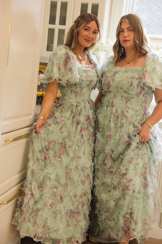 Florentina Dress in Pistachio Aquarelle Fleur