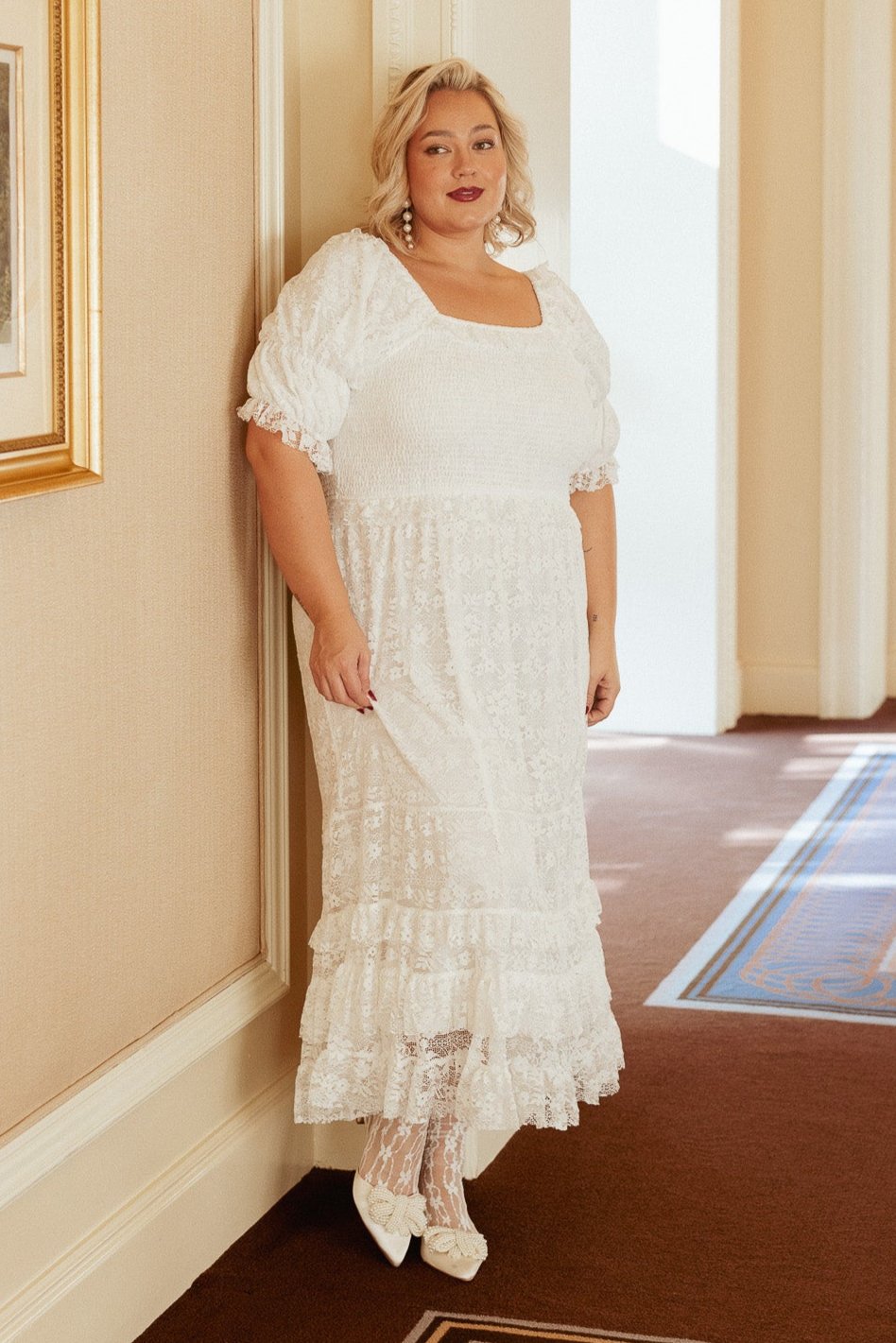 Froth Dress in White Lace