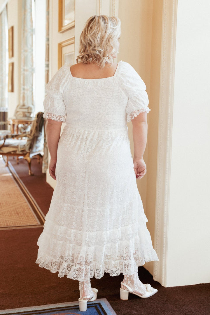 Froth Dress in White Lace