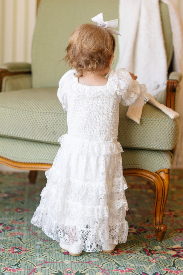 Mini Froth Dress in White Lace