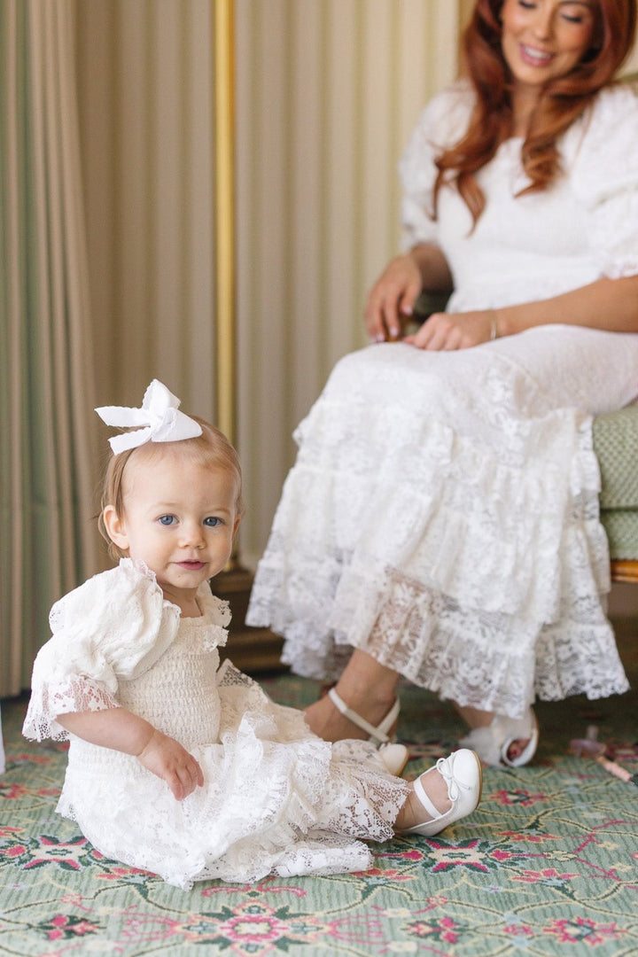 Mini Froth Dress in White Lace