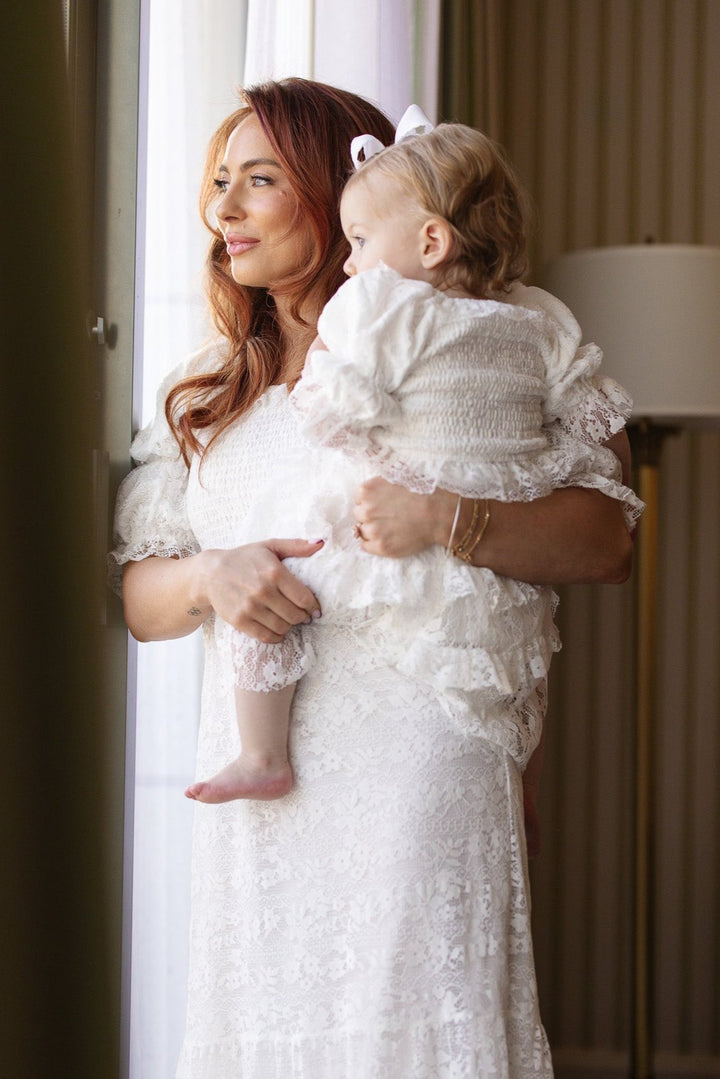 Mini Francie Dress in White Lace