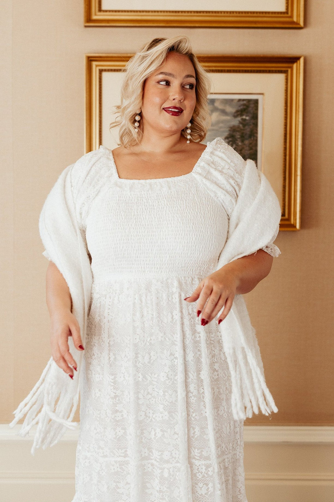 Froth Dress in White Lace