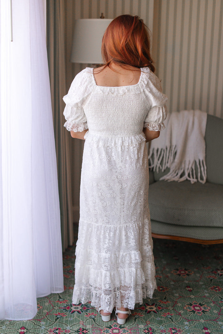 Froth Dress in White Lace