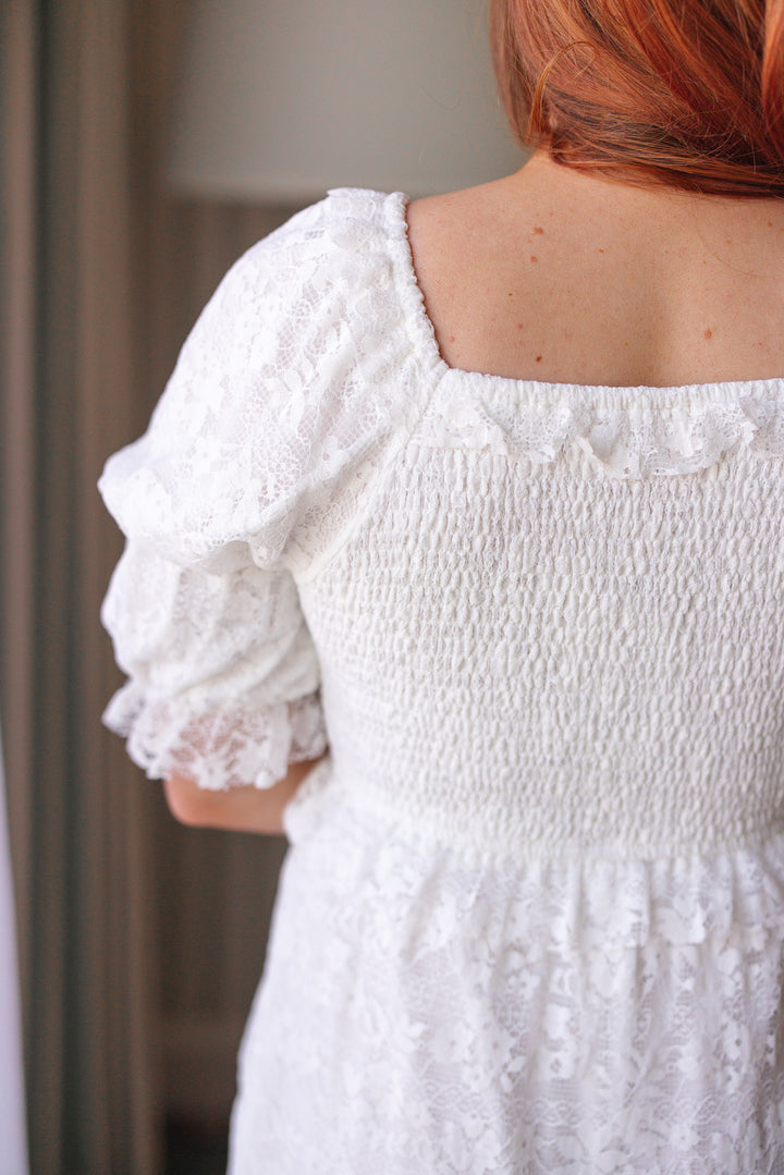 Froth Dress in White Lace