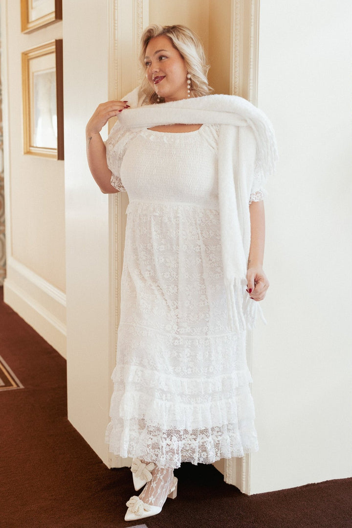 Froth Dress in White Lace