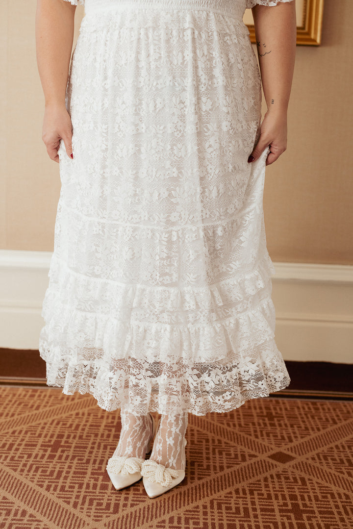 Froth Dress in White Lace