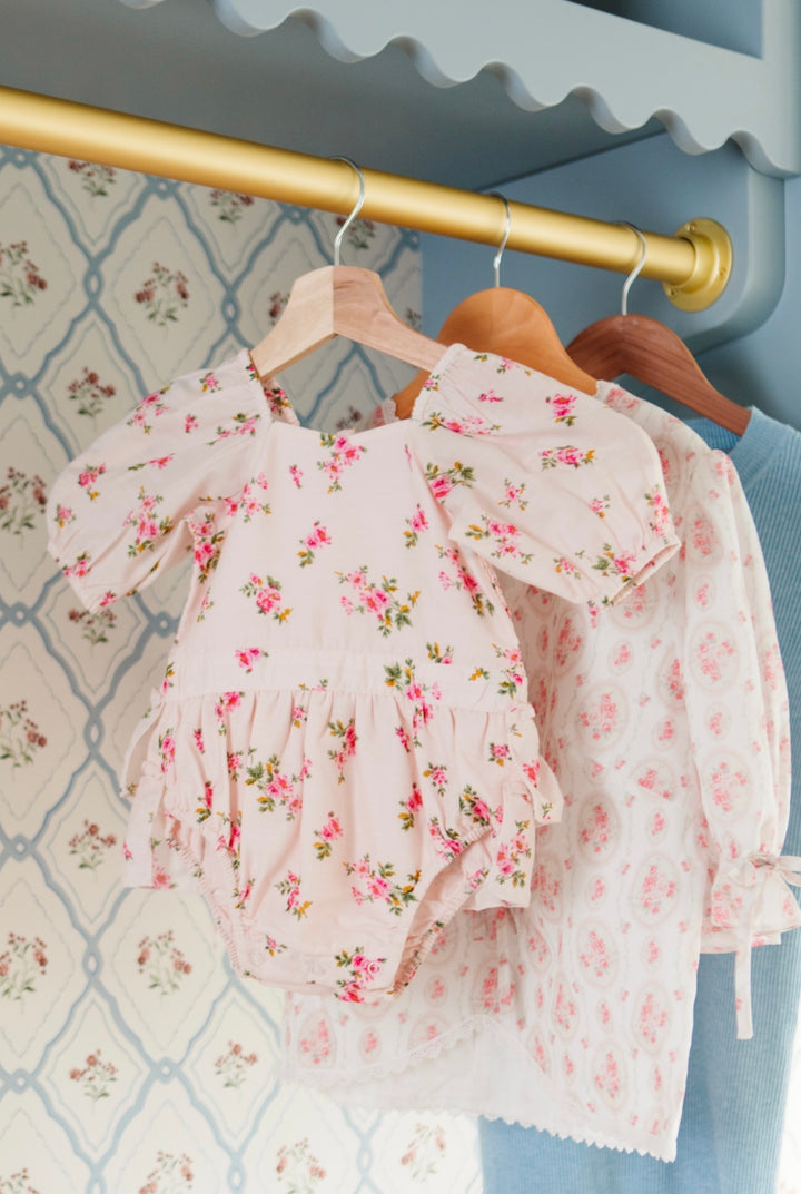 Baby Nola Ruffle Romper in Pink Floral