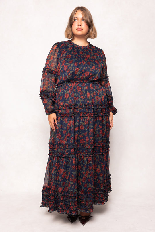 Geneva Dress in Scarlet Bloom