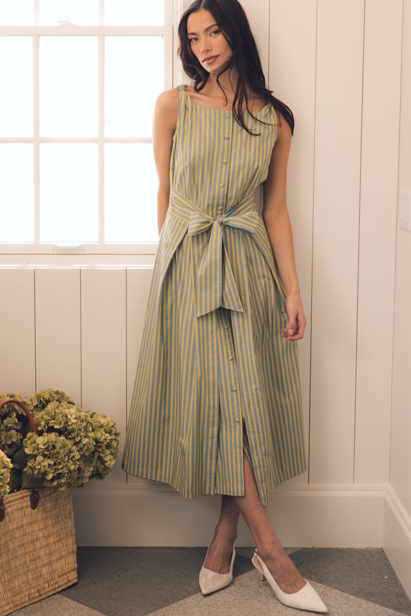 Glen Dress in Green Stripe M