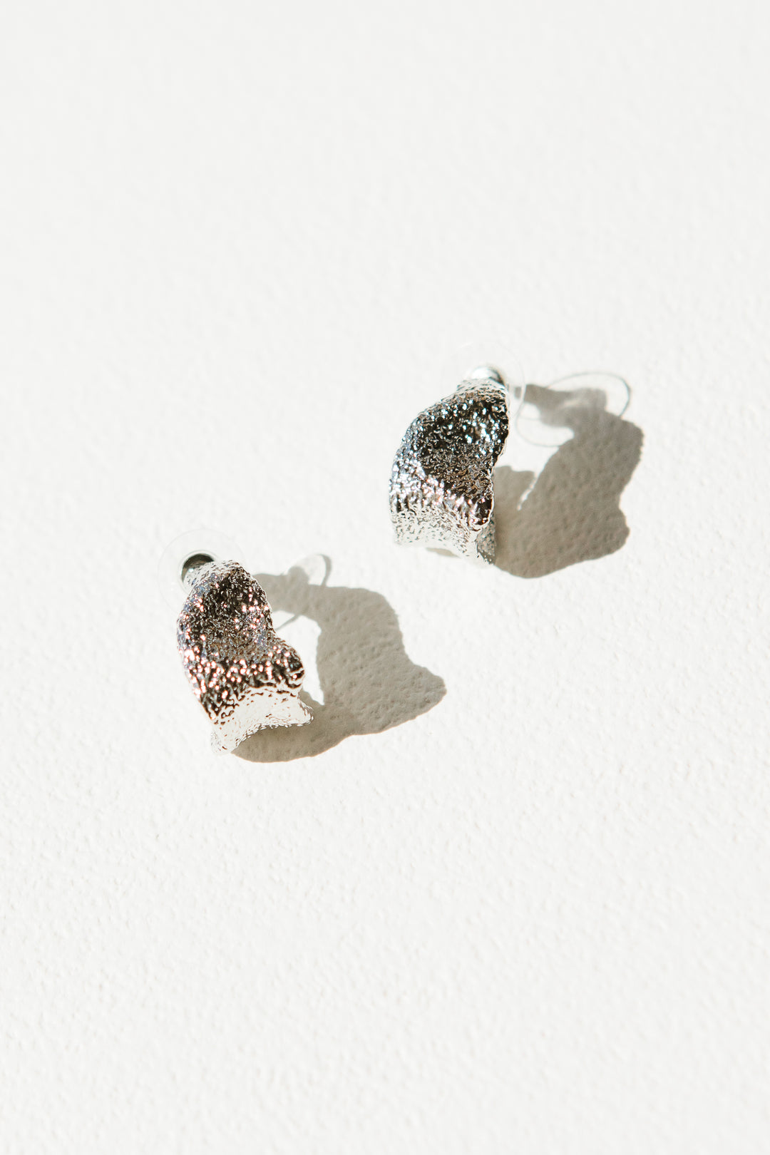 Silver Glitter Sand Hoop Earrings