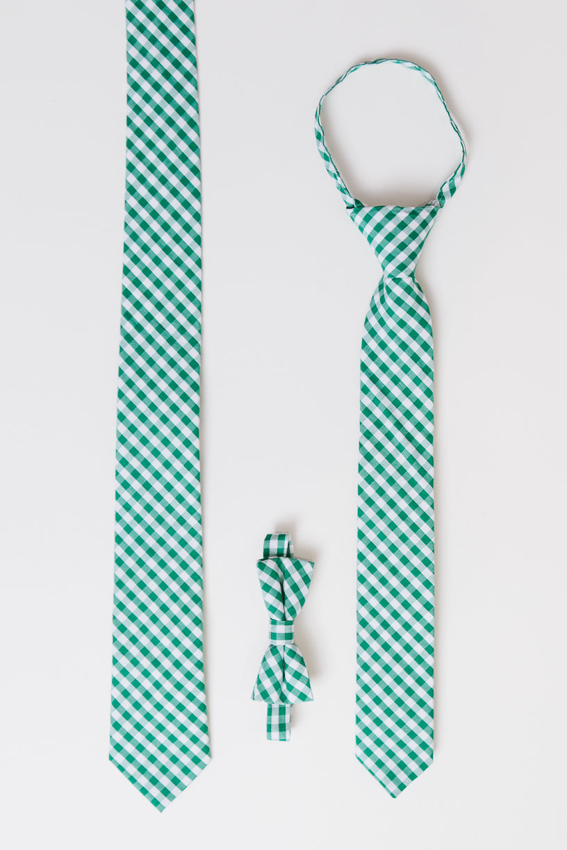Mens Max Tie in Green Gingham