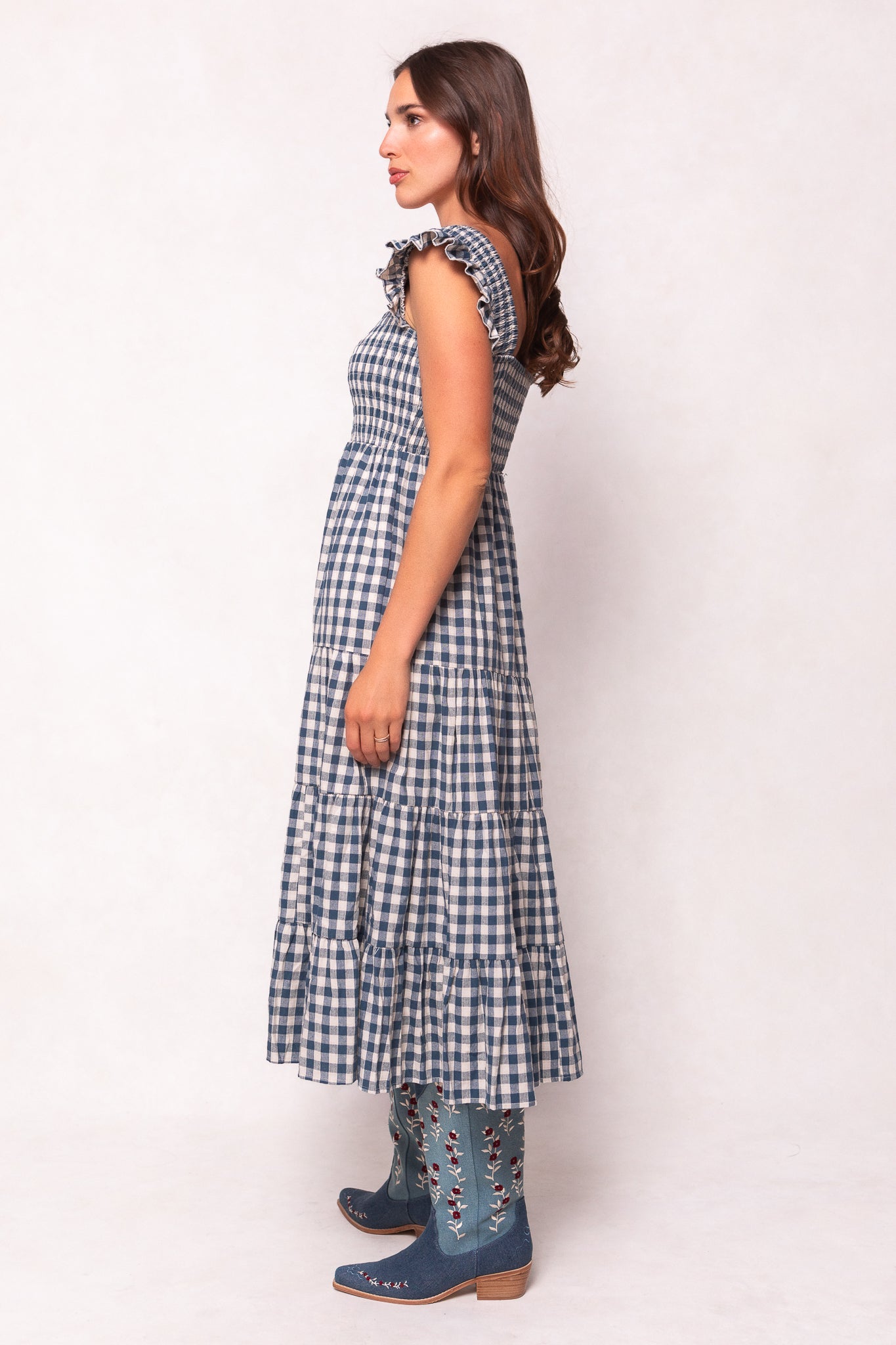 Hailey Dress in Indigo Gingham – Ivy City Co