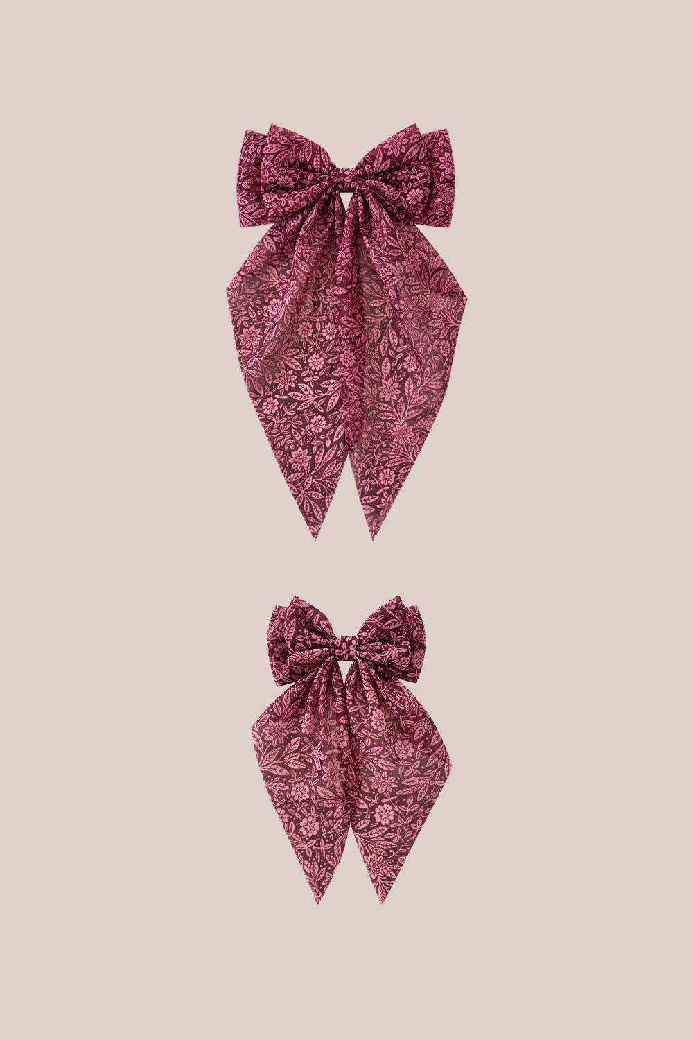 Hair Bows in Garnet Merry Ditsy