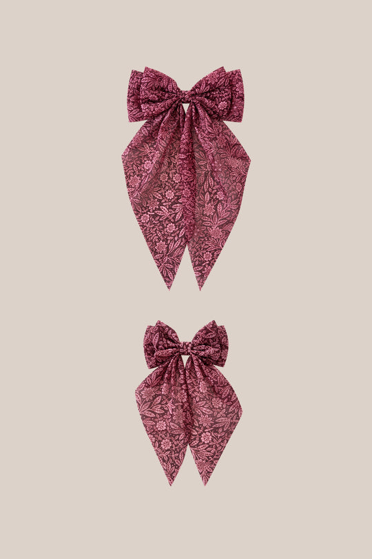 Hair Bows in Garnet Merry Ditsy