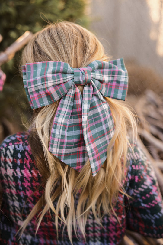 Hair Bows in Season's Greetings Plaid