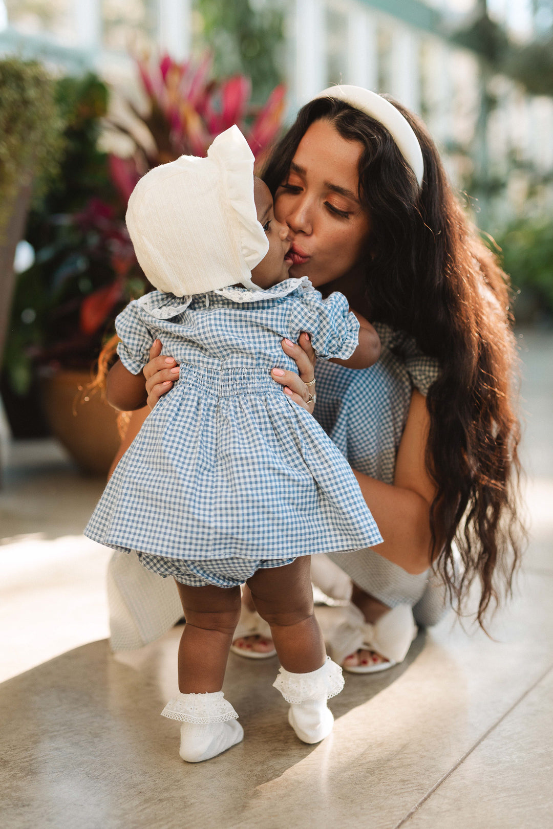 Baby Hannah Dress Set in Blue Gingham