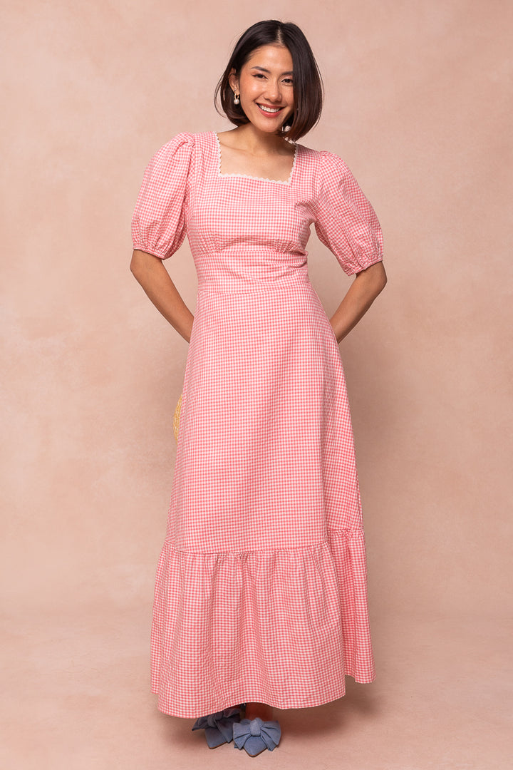 Hannah Dress in Pink Gingham