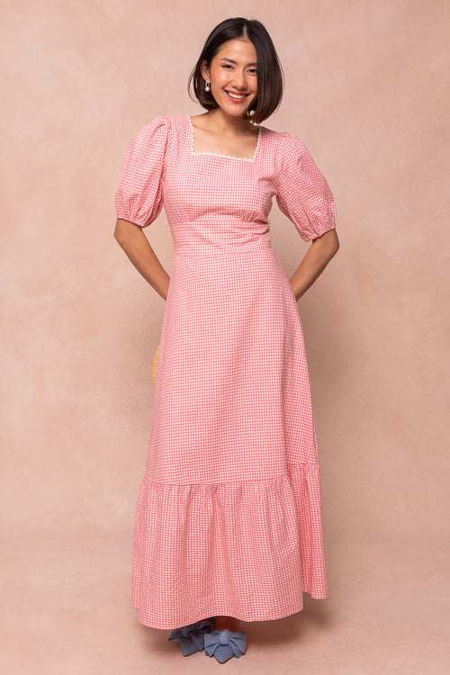 Hannah Dress in Pink Gingham