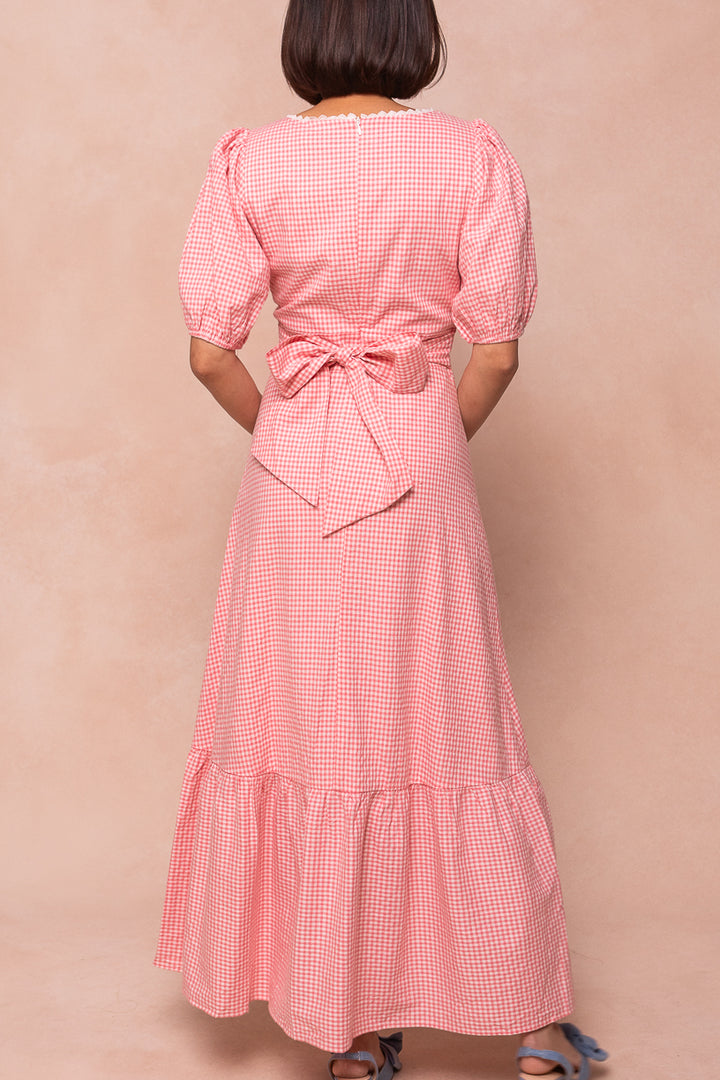 Hannah Dress in Pink Gingham