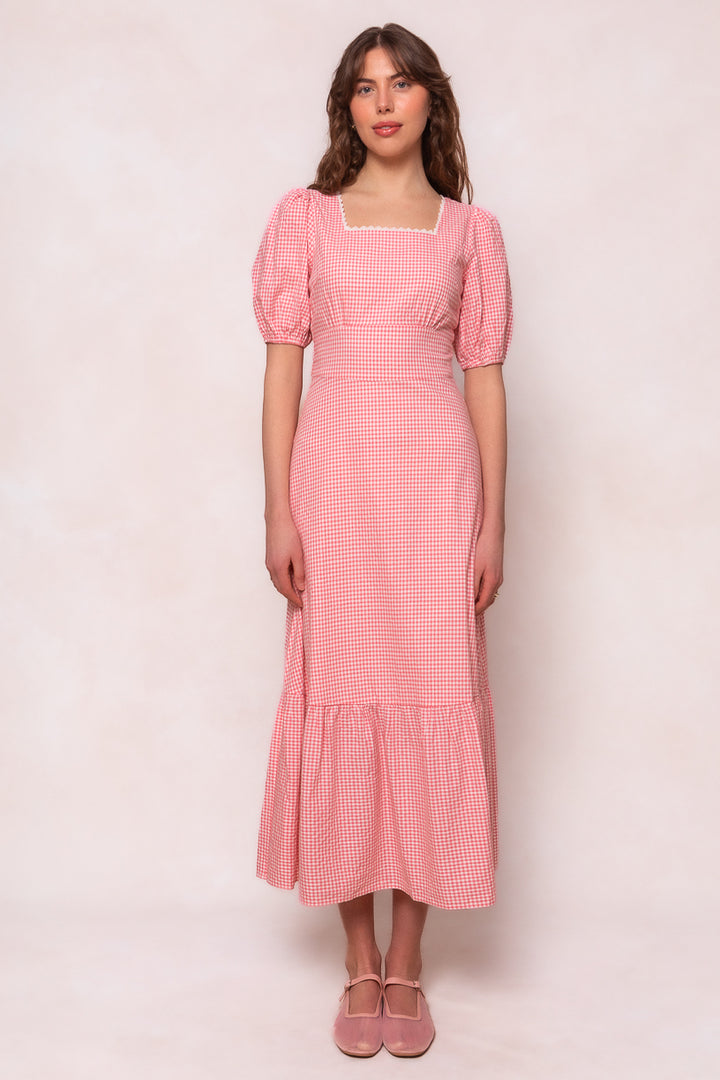 Hannah Dress in Pink Gingham