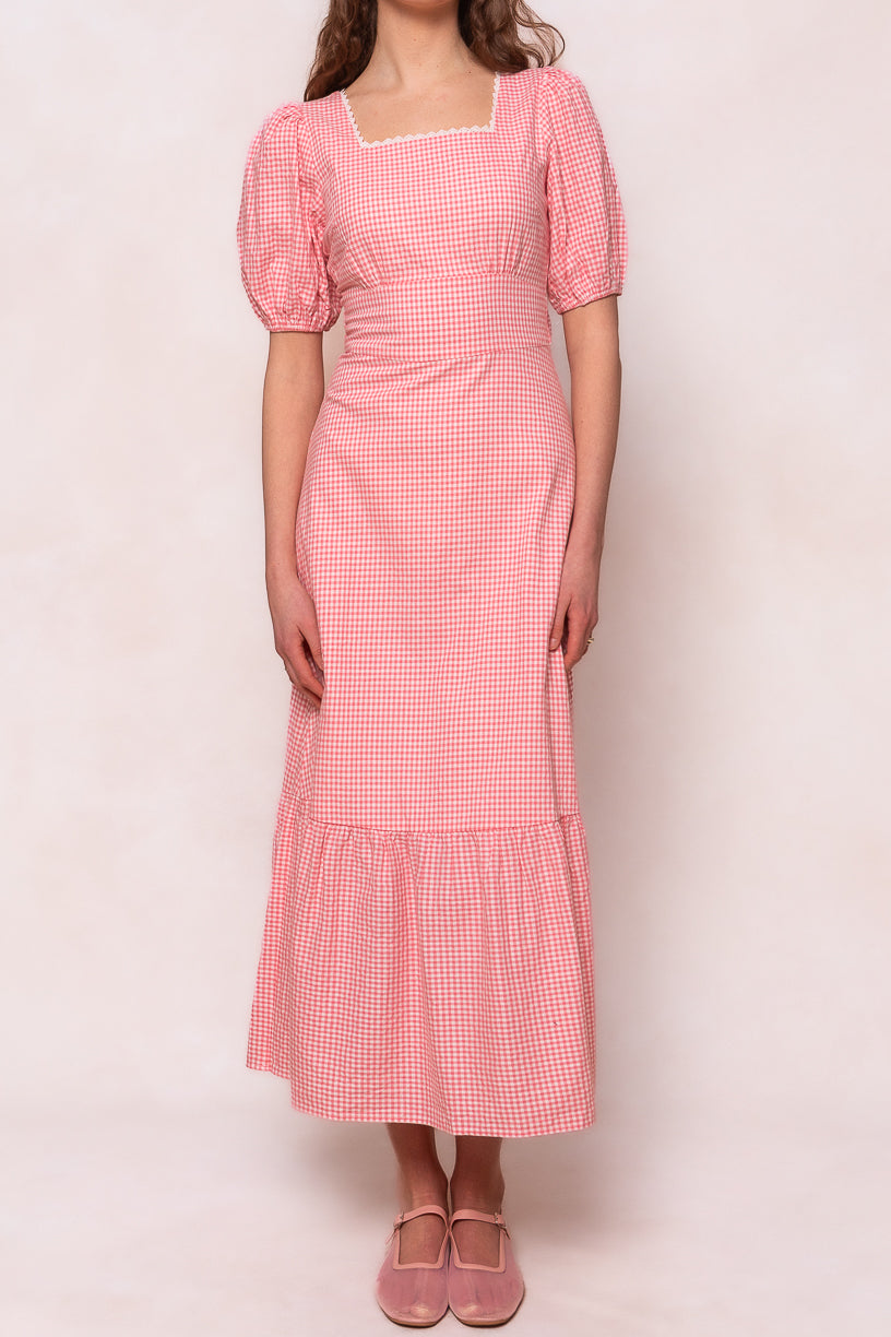 Hannah Dress in Pink Gingham