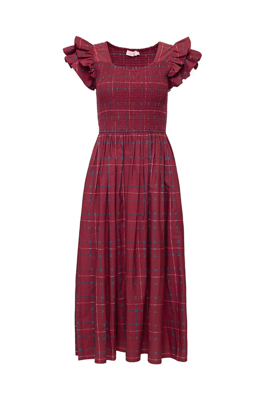 Hattie Dress in Burgundy Plaid