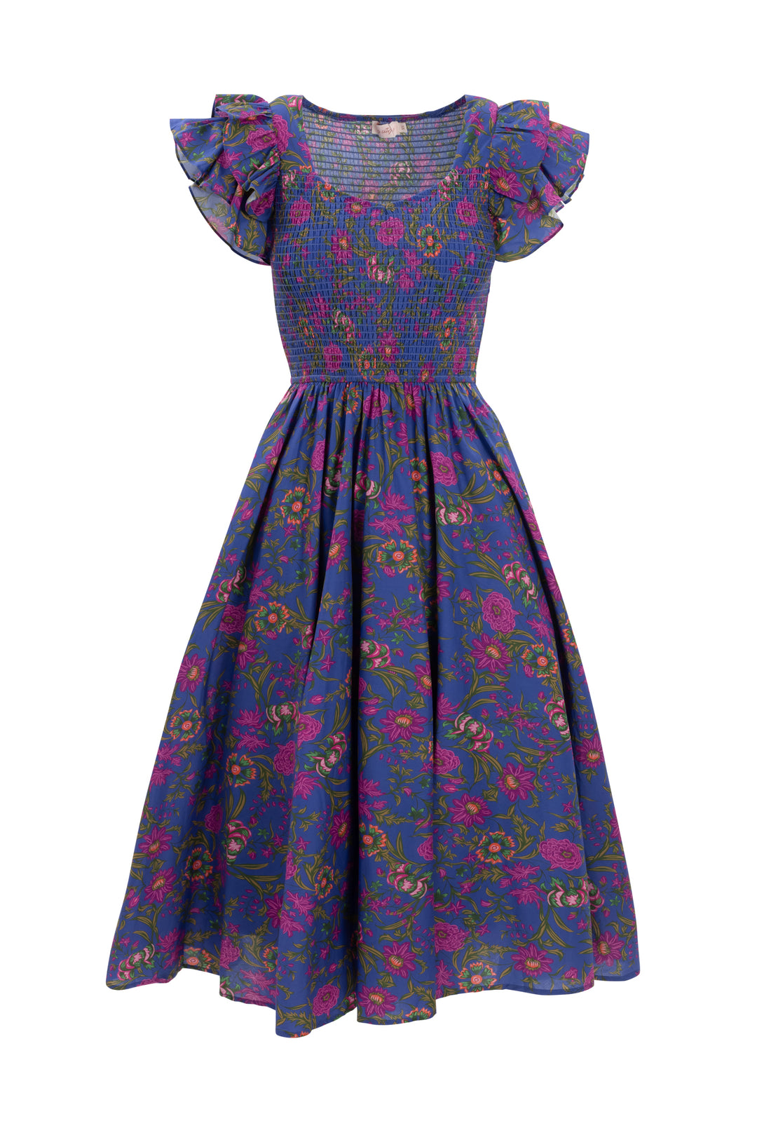 Hattie Dress in Blue Multicolor Floral