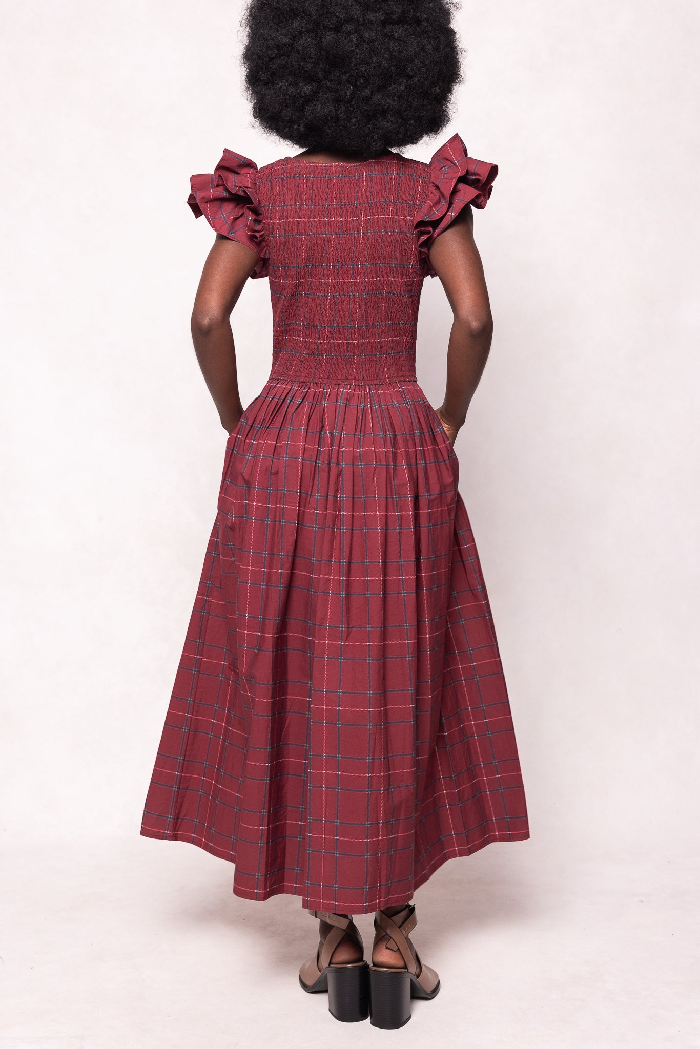 burgundy plaid dress Hattie Dress in Burgundy Plaid