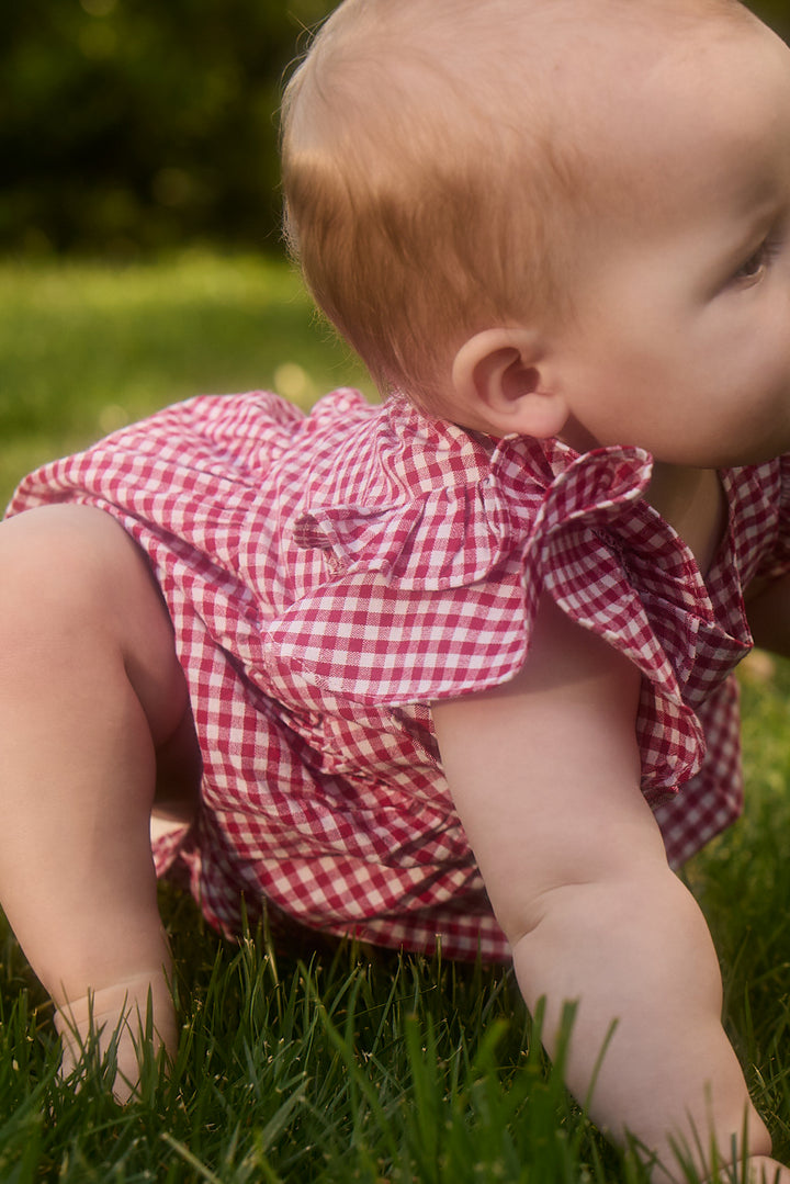 Baby Hattie Romper in Red Gingham